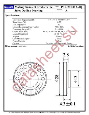 PSR-28N08A-JQ datasheet  